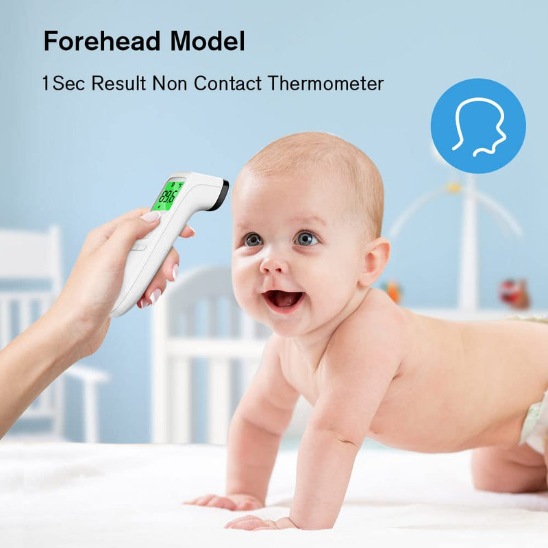 [Australia] - Forehead Thermometer, Baby and Adults Thermometer with Fever Alarm, LCD Display and Memory Function, Ideal for Whole Family (White) White 