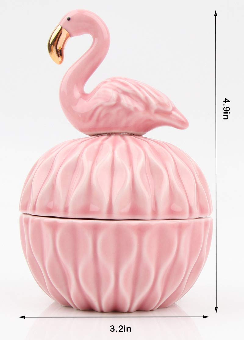 [Australia] - SEVENBEES Small Ceramic Flamingo Figurine Trinket Box for Jewelry,Ring,Earrings,Trinkets Tower,Wedding Candy 