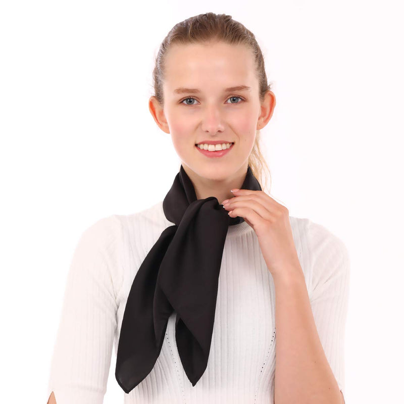 [Australia] - AOLIGE Scarf Satin Square Neck hair scarfs for Women 27" x 27" Black 