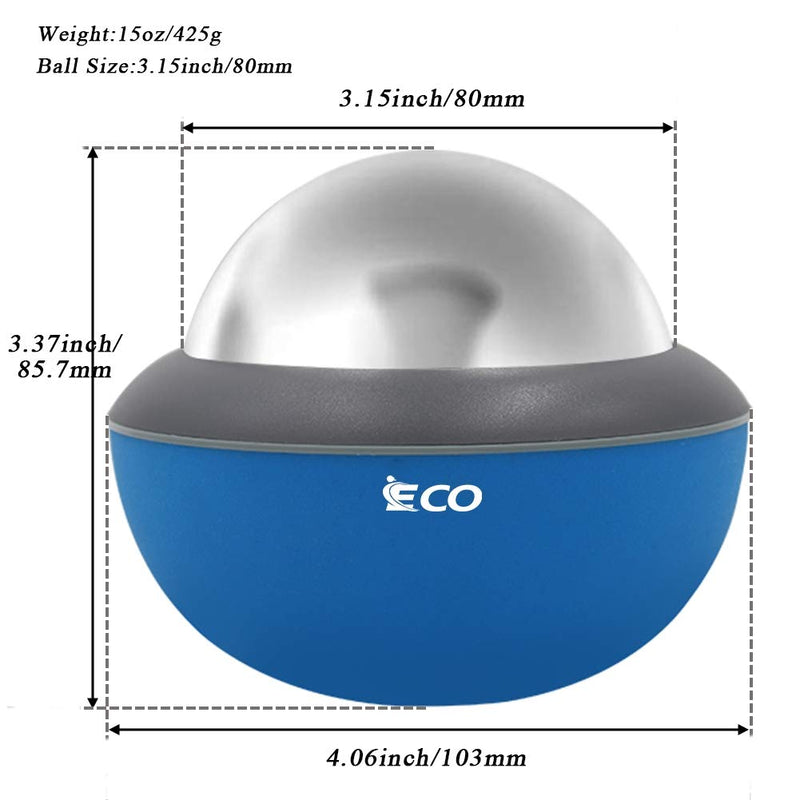 [Australia] - Cryosphere Cold Massage Roller Ball - Massage Ball for Cold & Heat Relief, Myofascial Release, Trigger Point Therapy, Muscle Knots - Deep Tissue Ice Massager 80 mm Blue and Grey 