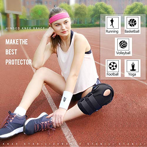 [Australia] - HINGED Knee Brace,16”Tall Breathe Rebound Wrap Knee Support,Stabilizer for Arthritis,Ligament Sprains,Knee Compression,Pain Relief Leg Brace (L fit Upper 23-25"/Lower 15-18.5") Black Large (Pack of 1) 