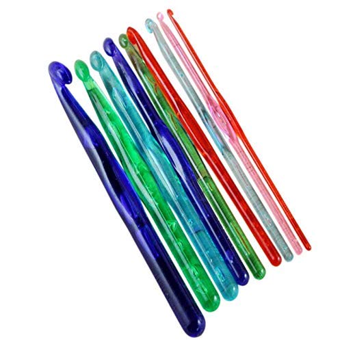 [Australia] - COPYLOVE 9pcs/Set Multi-Coloured Acrylic Plastic Crochet Hooks, Crystallites Acrylic Crochet Hook Set with Ergonomic Handles 