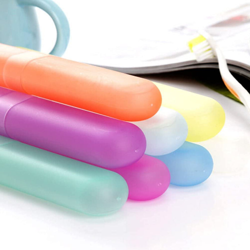 [Australia] - BN Pack of 5 Toothbrush Case, Transparent Colourful Candy Coloured Travel Toothbrush Box Toothbrush Cover Case for Travel Camping School 