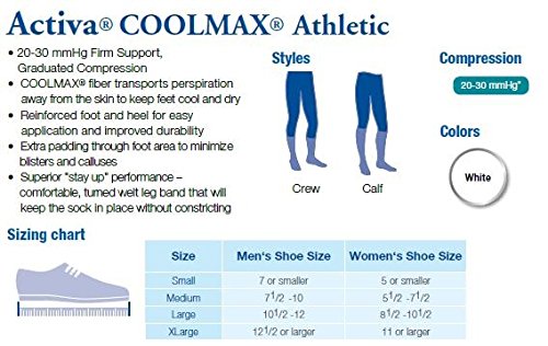 [Australia] - Activa Athletic Crew Socks, White, Medium 