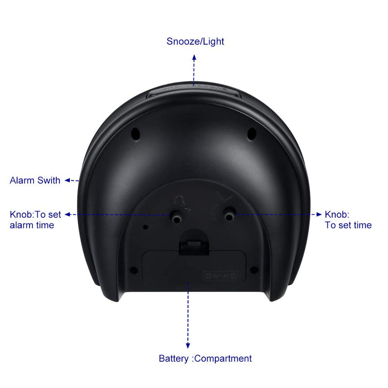 [Australia] - 5.5" Silent Analog Alarm Clock Non Ticking, Gentle Wake, Beep Sounds, Increasing Volume, Battery Operated Snooze and Light Functions, Easy Set, Black (Best for Elder) 