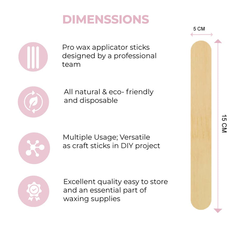 [Australia] - Mibly Wooden Wax Sticks - Eyebrow, Lip, Nose Small Waxing Applicator Sticks for Hair Removal and Smooth Skin - Spa and Home Usage (100 Large Wax Sticks) 100 Large Wax Sticks 