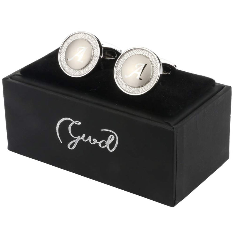 [Australia] - GWD Cufflinks for Men Shirt Premium Quality Personalized Initials Alphabet A-Z Gift Box Silver A 