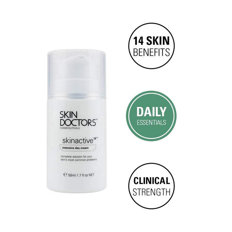[Australia] - Skin Doctors Skinactive 14 Intensive Day Cream Moisturiser for the face, with SPF15, Skin Active helps hydration, firmness, anti ageing & reduces redness, pore size, fine lines, wrinkles, sagging skin, sun spots, uneven skin tone and pigmentation - 50ml 
