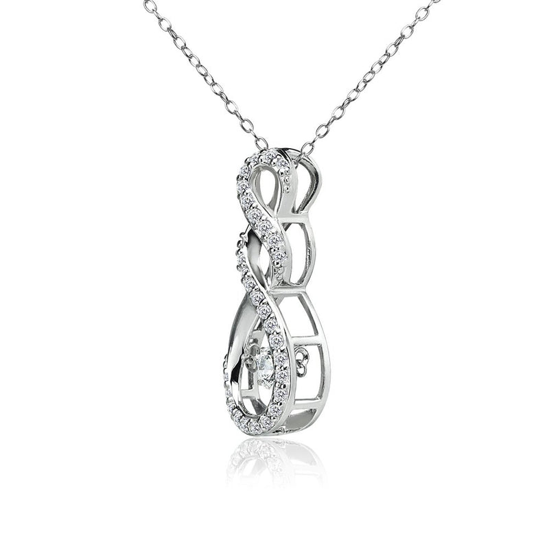 [Australia] - Sterling Silver Dancing Infinity Twist Necklace Made with Swarovski Zirconia 