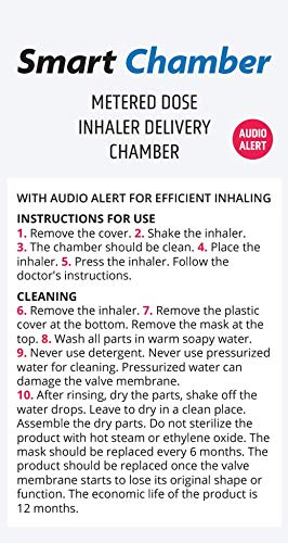 [Australia] - Smart Chamber Anti-Static Spacer Device with Mask, Metered Dose Inhaler Delivery Chamber with Audio Alert for Efficient Inhaling (Small) 