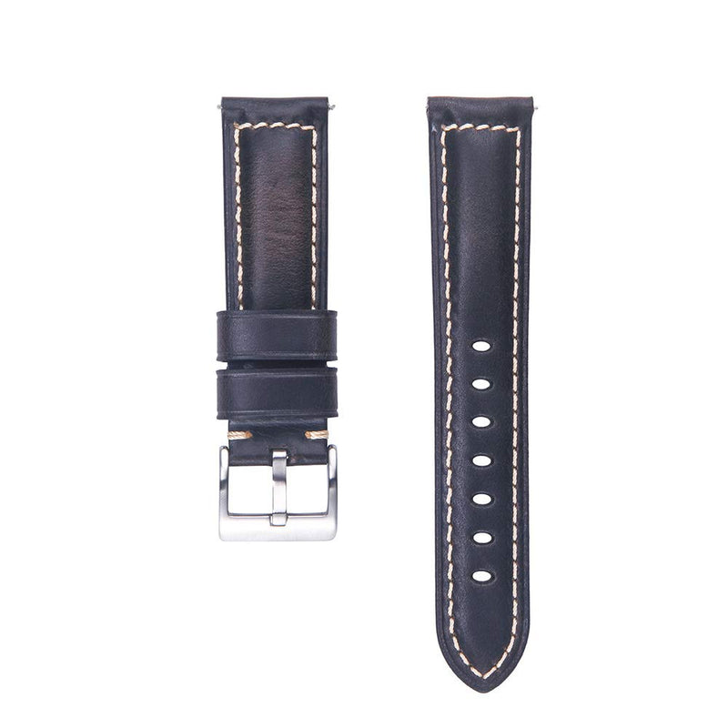 [Australia] - Berfine Quick Release Retro Leather Watch Band,Vintage Oil-tanned Pull-up Leather Strap Replacement,Choice of Width-18mm 20mm 22mm 24mm or 26mm 18mm Black Brown 