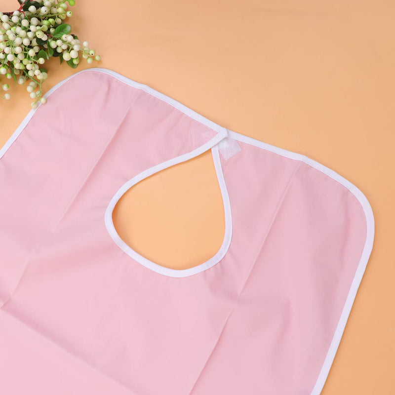 [Australia] - SUPVOX Cloth Adult Bibs Super Absorbent Waterproof Clothing Protector Eating Aprons Art Smocks Machine Washable for Men Women 50x80cm (Pink) Pink 