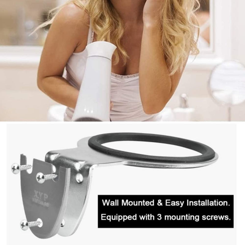 [Australia] - YISIFEINUO Hair Dryer Holder Wall Mounted Rack Rack Bathroom Storage Organizer Steel Hairdressing Dryer Hanger Wall Mounted Rack Stand Hair Dryer Stainless Holder 