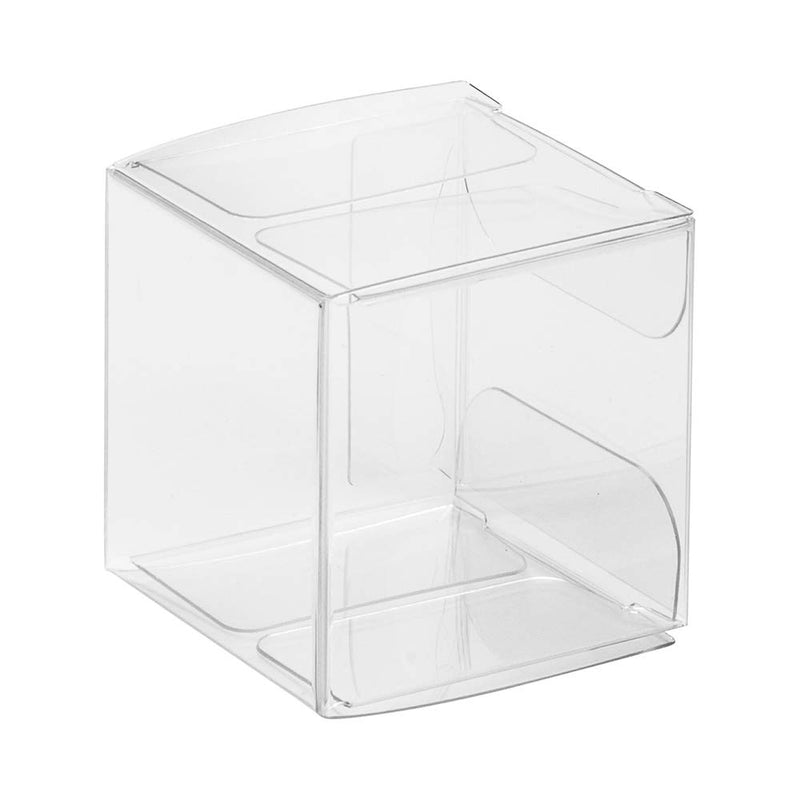 [Australia] - Sweet Vision 1.5 Inch Wedding Favor Boxes, 100 Cube Transparent Candy Boxes - For Weddings, Baby Showers, And Birthday Parties, Packages Treats Or Gifts, Clear Plastic Party Favor Container Small Square 