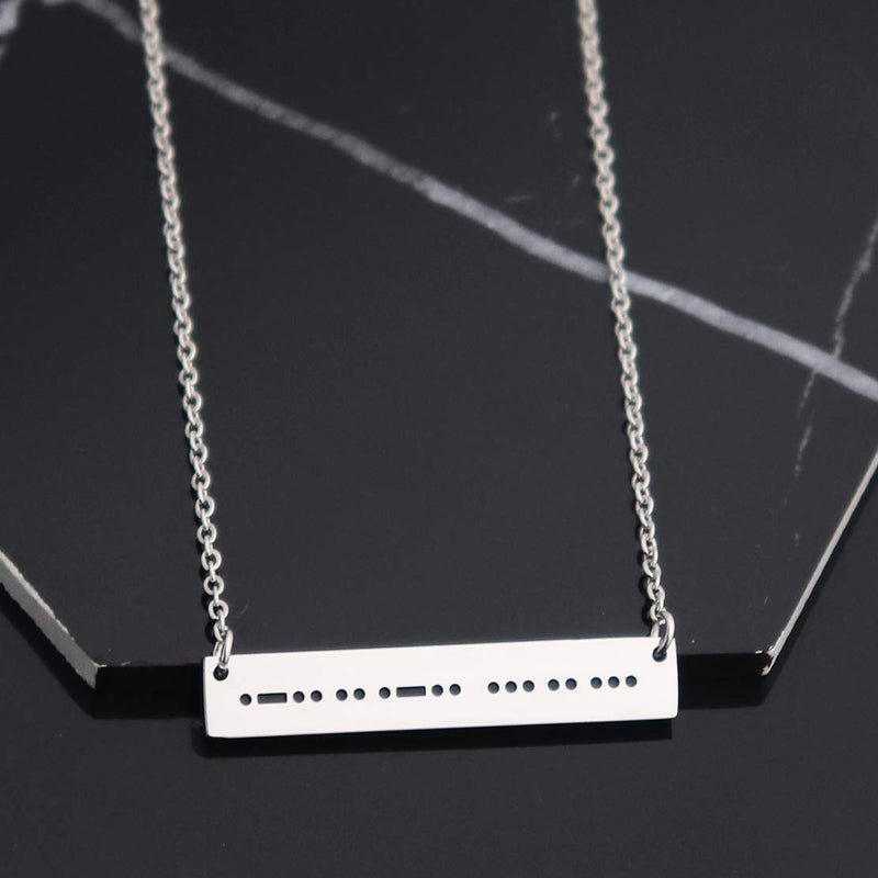 [Australia] - JINGMARUO Morse Code Sister Bar Necklace Big Sis Mid Sis Lil Sis Necklace Set Bridesmaid Sisters Gift Lil Sis--Silver 