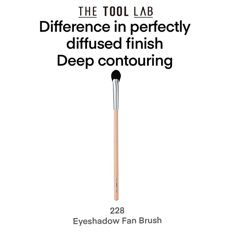 [Australia] - THE TOOL LAB 228 Eyeshadow Fan Brush - Angled Precision Flat Define Eyeliner Blending mini fan for Eye Makeup Professional - Premium Quality Natural Hair Dense Bristles Cosmetic 