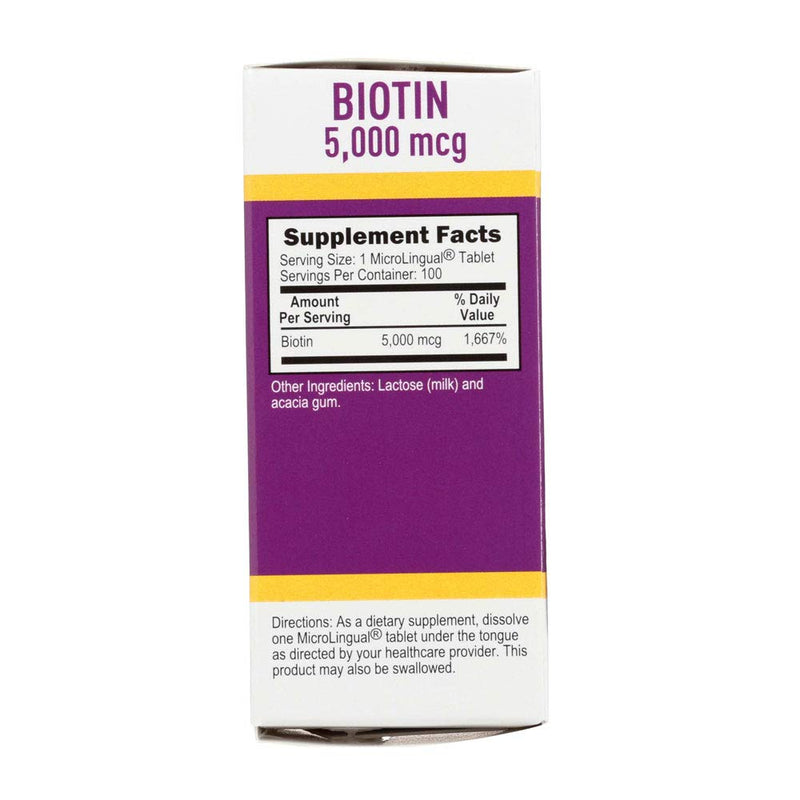 [Australia] - Superior Source Biotin 5000 mcg Vitamins & Minerals Unisex Sublingual Instant Dissolve Tablets for Hair, Skin, and Nails Growth - 100 Count 