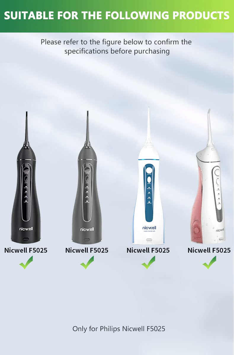 [Australia] - Nicwell Water Flosser Charger Cable for Nicwell Oral Irrigator F5025 Cordless Portable Water Dental Flosser Replacement Power Supply Adapter Cord Black 