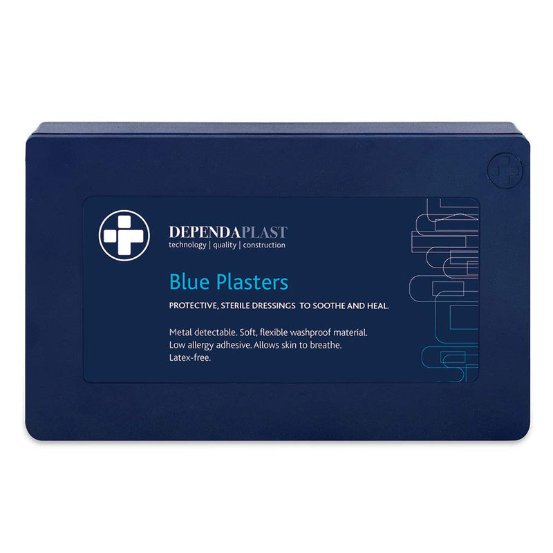 [Australia] - Reliance Medical Sterile Dependaplast Assorted Blue Plasters in Blue Box - Pack of 120 Assorted Blue Plasters in Blue Box - Box of 120 
