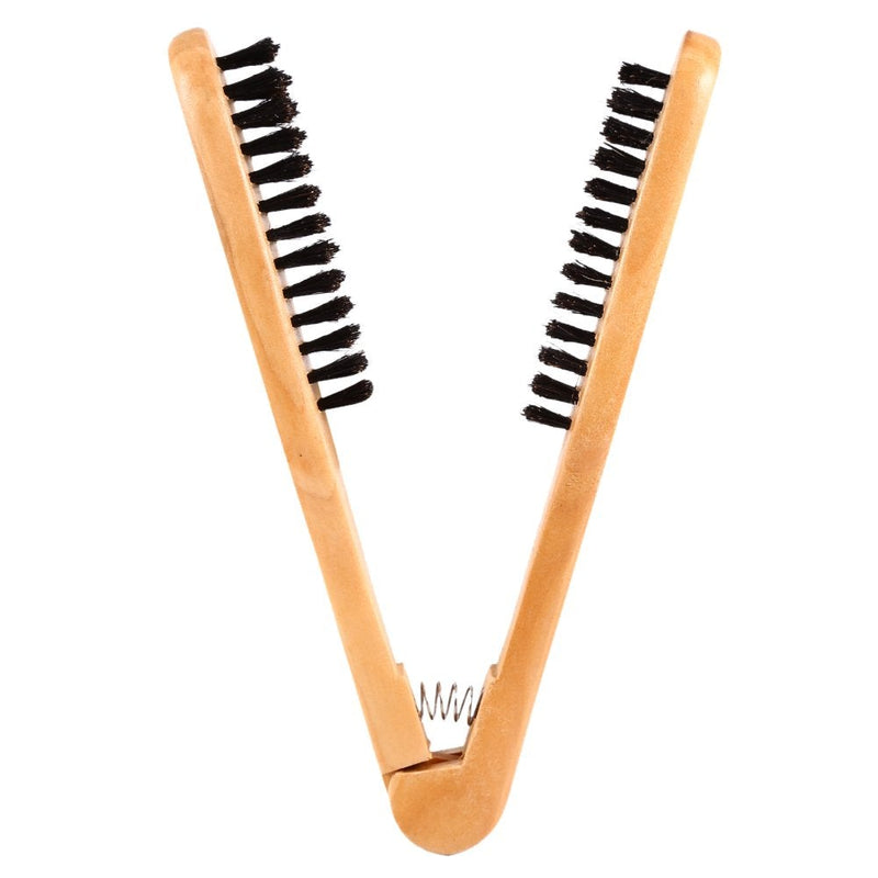 [Australia] - Professional Hair Straightener Salon Hairdressing Comb Double Brushes Wooden Anti-Static Tool 