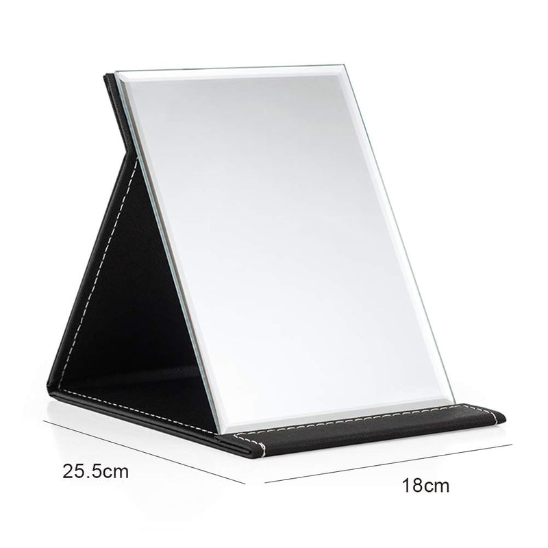 [Australia] - HY Table Mirror Portable Folding Makeup Mirror Collapsible Desk Tabletop PU Leather Mirror with Adjustable Standing L Large 