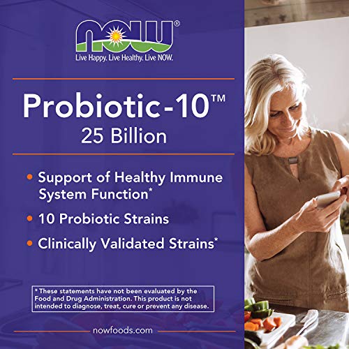 [Australia] - NOW Supplements, Probiotic-10™, 25 Billion, with 10 Probiotic Strains, Dairy, Soy and Gluten Free, Strain Verified, 100 Veg Capsules 