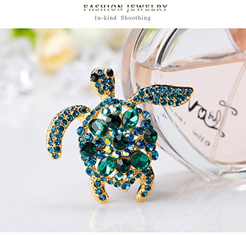 [Australia] - Dwcly Vintage Style Tortoise Crystal Brooch Turtle Rhinestone Pin Classic Woman Animal Decorative Jewelry 