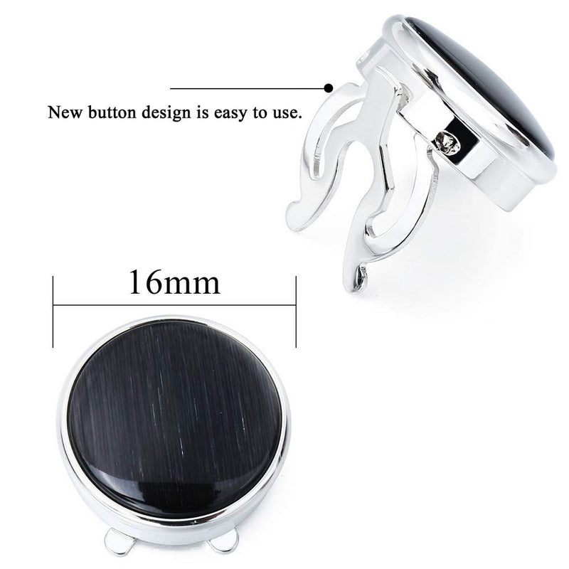 [Australia] - HAWSON Button Cover Cufflink for Men, Button Cover for Normal Shirt, Button Cover Cuff Link for Wedding Black Cat's Eye 