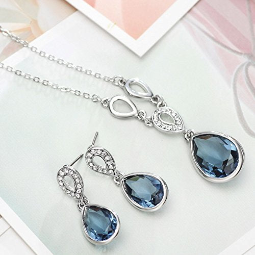 [Australia] - NEOGLORY Platinum-Plated Teardrop Jewelry Set with Crystal Embellished with Crystals from Swarovski Brown 