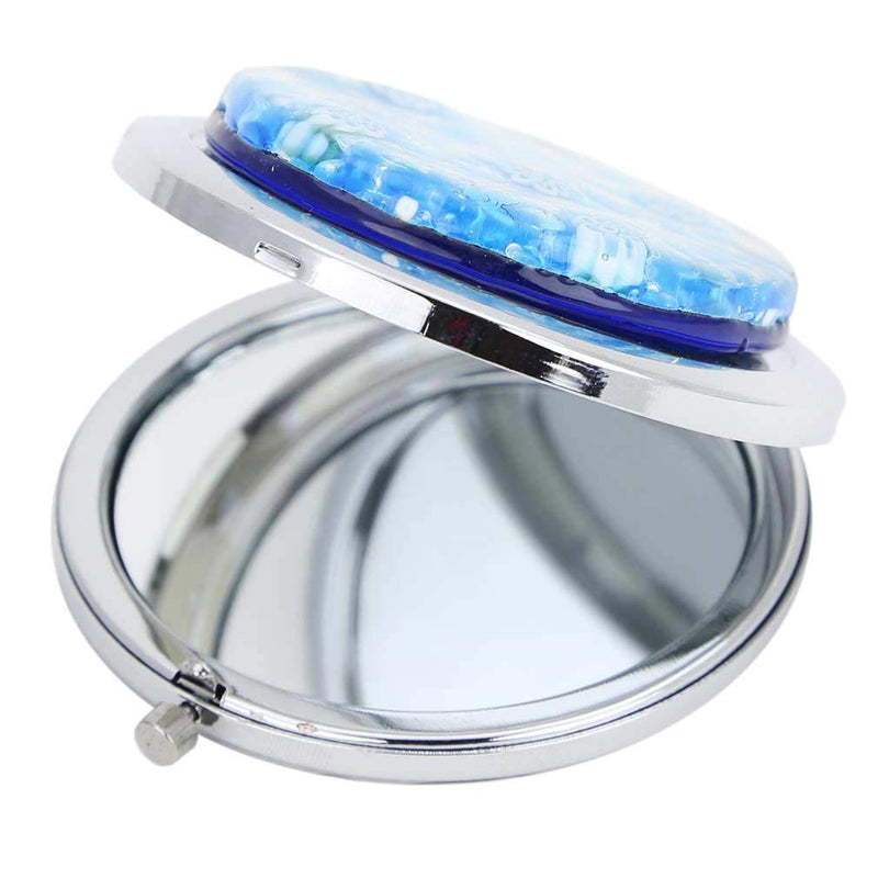 [Australia] - GlassOfVenice Murano Glass Millefiori Folding Compact Mirror - Aqua Silver 