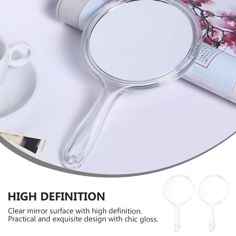 [Australia] - Minkissy Handheld Mirrors, 2Pcs Double- Sided Hand Mirror 1X/ 3X Magnifying Mirror Travel Makeup Mirror with Handle Makeup Tool (Clear) 