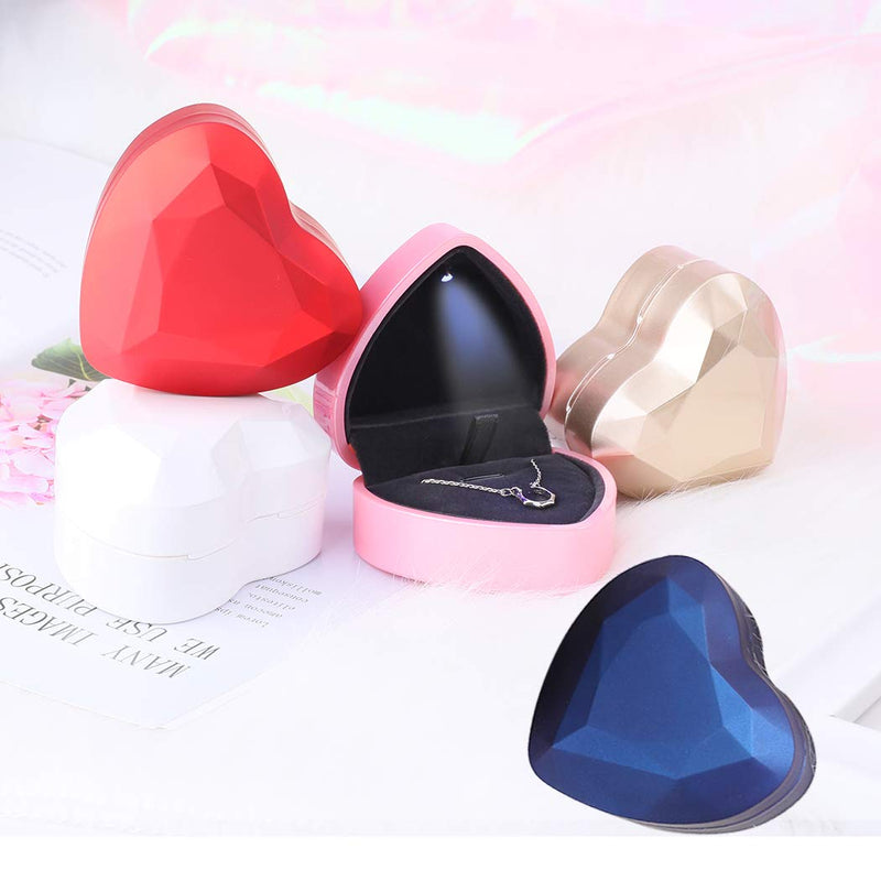 [Australia] - iSuperb Pendant Necklace Box with LED Light Heart Shape Jewelry Gift Box Bracelet Case for Valentine's Day Anniversary Wedding Engagment Christmas (Black) Black 