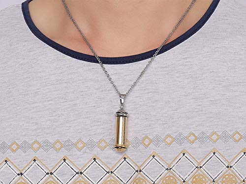 [Australia] - Rockyu Buddhist Mantra Necklace for Ashes for Men Gold Plated Stainless Steel Cylinder Pendant Engraved Buddhist Sanskrit Mantra Cremation Urn Jewelry Chain 20 Inch 