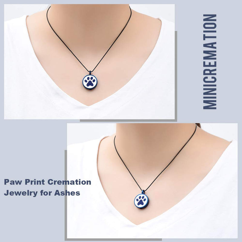 [Australia] - Minicremation Cremation Jewelry Urn Necklace for Ashes for Pet, Cute Pet Pendant Dog Paw Necklace for Woman Men with Filling Kit Blue 