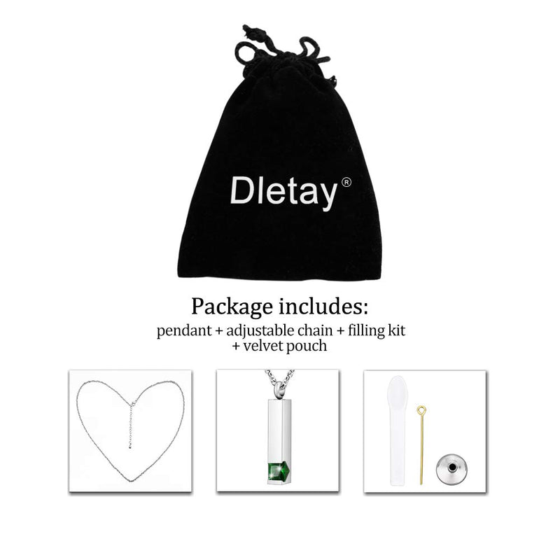 [Australia] - Dletay Crystal Cremation Jewelry for Ashes Birthstone Memorial Ashes Necklace Cube Urn Necklace for Ashes May 