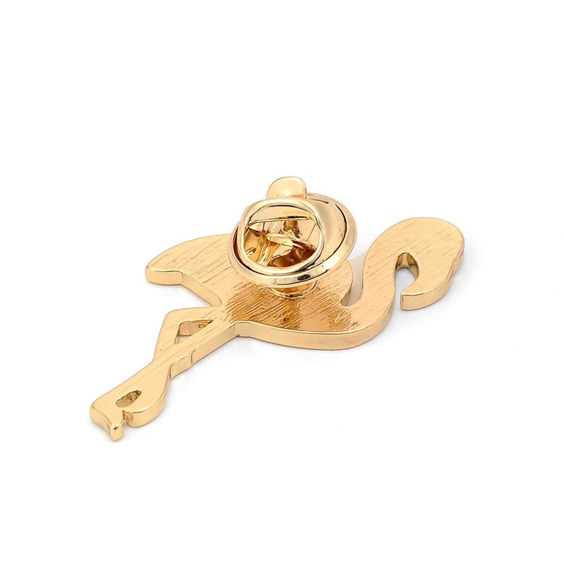 [Australia] - SENFAI 10K Gold Color Cute Enamel Flamingo Pin and Brooch Rose gold 