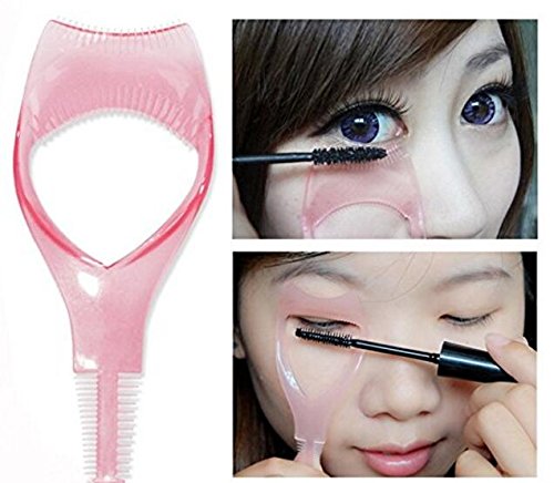 [Australia] - 2PCS Pink Plastic Makeup Upper Lower Eye Lash Mascara Applicator Guard With Lah Comb Eyelashes Curlers Applicators 