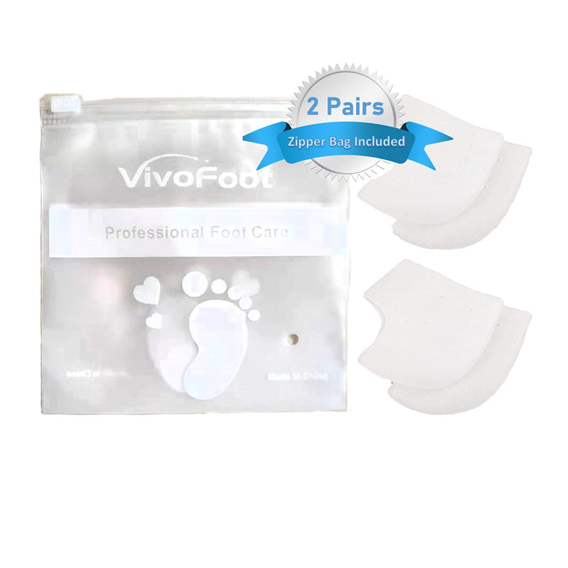 [Australia] - VivoFoot 2 Pairs Gel Heel Protectors, Silicone Heel Socks, Heel Sleeves, Heel Pain and Cracked Heels Relief for Men and Women 4 Count (Pack of 1) White 