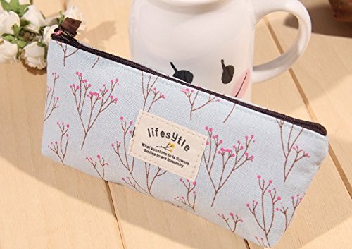 [Australia] - Onwon 4 Pieces Makeup Bag/Travel Cosmetic Pouch Handbag Canvas Countryside Flower Floral Printing Pencil&Pen Cases 