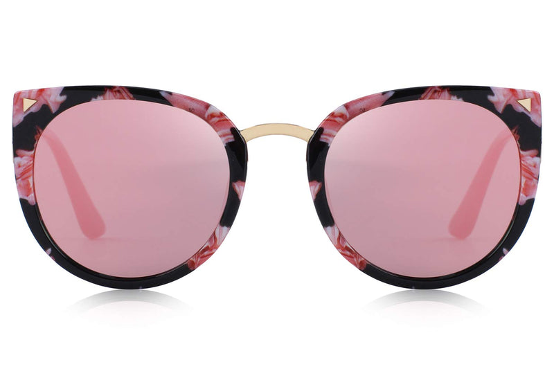 [Australia] - MERRY'S Girls Cat Eye Sunglasses for kids Children Polarized Sunglasses S7001 Flower-49mm 49 Millimeters 