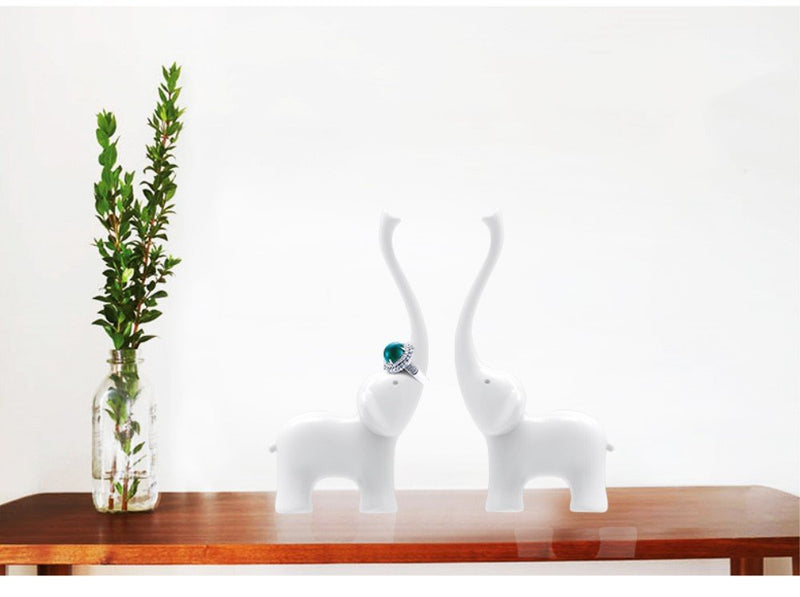 [Australia] - Fantasee Elephant Ring Holder Decorative Ring Stand Art Crafts Home Decor, 100% Melamine Material, Ceramic-Like (White Elephant) White Elephant 