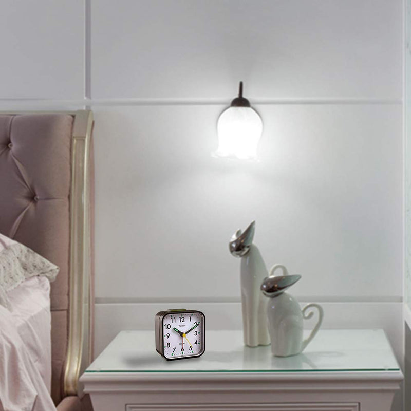 [Australia] - Tinload Small Battery Operated Analog Alarm Clock Silent Non Ticking, Ascending Beep Sounds, Snooze,Light Functions, Easy Set(Black) Black 