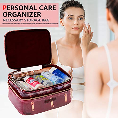 [Australia] - Luusama Women's Cosmetic Organizer | Travel Makeup Bag | Cosmetic Bag for Purse Red 
