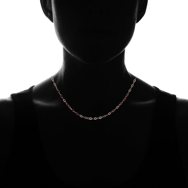 [Australia] - Sterling Silver 0.90mm Thin Delicate Cable Chain Necklace, 16, 18, 20, 24, or 30 Inches 16.0 Inches rose-gold-flashed-silver 