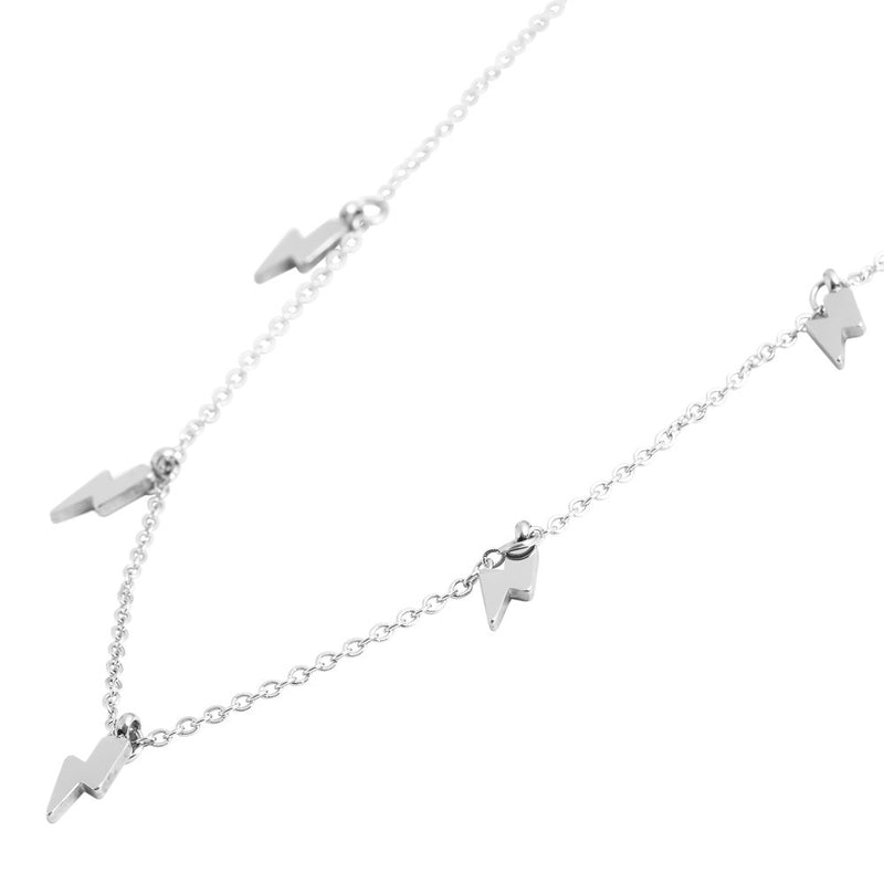 [Australia] - Edforce 18k Gold Plated Lightning Bolt Pendant Necklace, 15"+2" Extender Silver 