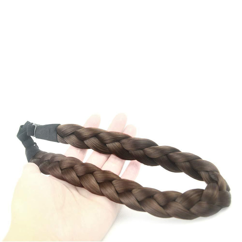 [Australia] - BOBIYA 3 Strands Synthetic Hair Braided Headband Classic Chunky Wide Plaited Braids Elastic Stretch Hairpiece for Women Girl Beauty Accessory, 55g (Chestnut) Chestnut 