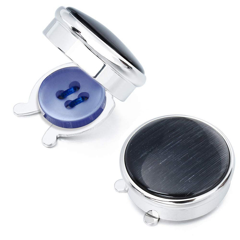 [Australia] - HAWSON Button Cover Cufflink for Men, Button Cover for Normal Shirt, Button Cover Cuff Link for Wedding Black Cat's Eye 