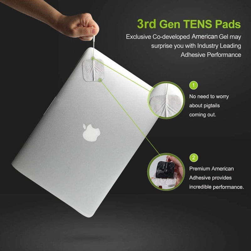 [Australia] - AUVON TENS Machine Pads 50 x 50mm 20 Pcs, 3rd Gen Latex-Free TENS Electrode Pads Patches with Upgraded Self-Stick Performance and Non-Irritating Design for Electrotherapy A-white 
