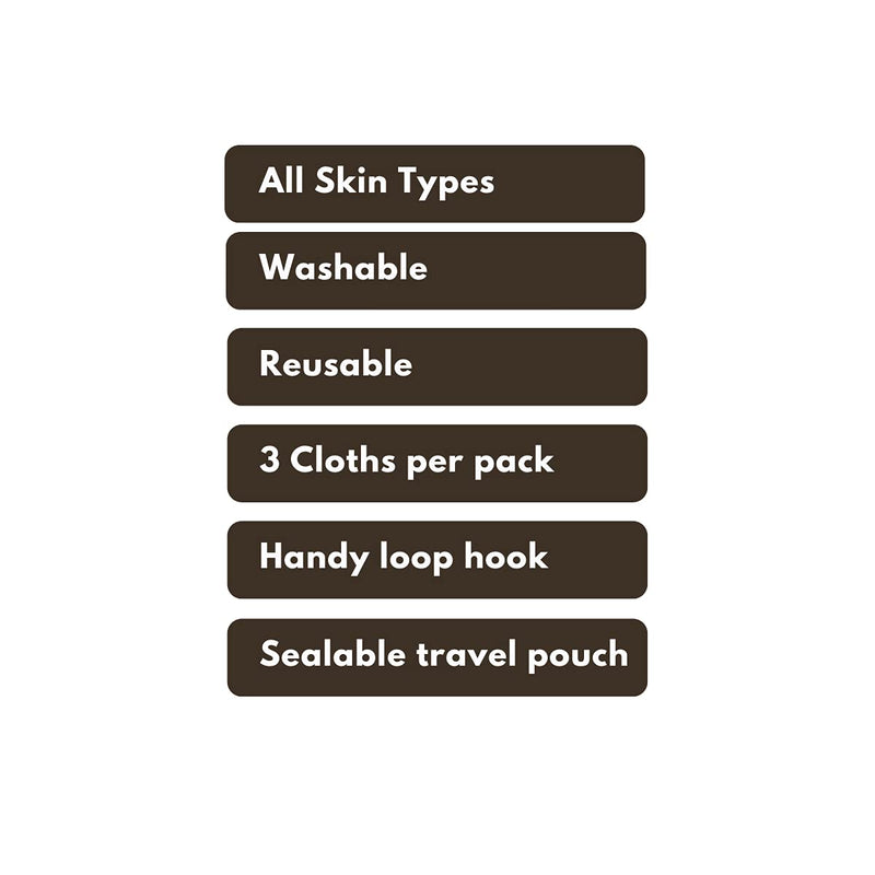 [Australia] - An√© 3 Double Sided Muslin and Microfibre Face Cleansing Cloths - Makeup Removers, Deep Pore Cleansers and Face Exfoliators 