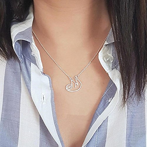 [Australia] - Gold Silver Sloth Charm Necklace - Stylish Cute Animal Peandant Jewelry Rose Gold 